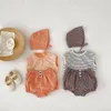 Set di abbigliamento Set neonato estivo 0-3 anni Ragazzo ragazza senza maniche Canotta a righe Top Bloomers Pantaloncini Cappello 3 pezzi Abiti INS Vestiti