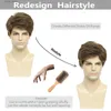 Sentetik peruklar bchr erkek peruklar kısa kahverengi peruk erkekleri doğal kabarık cosplay kostümü erkek adam için sentetik erkek peruk y240401