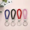 Keychains Lanyards 1 piece of PU leather woven rhinestone rope keychain bag pendant car keyholder tripod party jewelry gift J240330