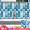 Fönsterklistermärken 6 st/set tegelvägg självhäftande pvc badrum kök dekorativ klistermärke vattentät tapet hem dekor 20x20 cm