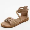 Zapatillas de moda Sandalias para mujer Sandalias de verano Tacones Cinta Hada Casual Fondo plano Simple Playa Vacaciones Zapatos romanos 240228