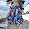 Beach shorts mens summer thin drying swim trunks trendy printed large shorts sleeping pants pants