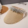 Xiaoxiangfeng Pearl Hat vrouwelijke zomer lege top straw hoed zonneschaar hoed zon hoed vrouwelijke zonnebrandwanden strandhoed strand tij