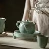 Conjuntos de chá Retro Azure Porcelana Pote Rolamento Suporte Ru Forno de Três Pernas Placa de Cerveja Seca Cerâmica Bandeja de Chá Sanck Fruit