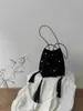 Totes chinois perle décor gland noir seau sac pour femmes automne hiver Velent sac à main élégant Style Unique épaule unique