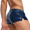 Mens Slim Fit Glossy Swimming Trunks Boxer Shorts Low Rise Sides Slitt Swim Bottoms Vacation Beach Pool Party Nightclub Costumes 240321