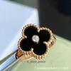 Anneaux de concepteur de haute qualité Vancleff New 18K Electroplated / Lucky Clover Ring / Natural Beimu Jade Marwing Ring / Sale directe Original 1TO1 avec logo réel