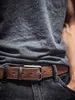 Cinturones Vintage de lujo hecho a mano hebilla de cuero cinturón para hombre Cinturon Gotico denim retro jeans casuales a juego completo cinturón suave 160 cm Q240401