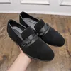 Casual Shoes Brand Black Men's Loafer Classics Suede Leather Business Office Dress Comfortable Luxury Slip-On 38-48