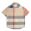 Foreign Trade Childrens Wear Summer Boys Short Sleeve Checked Shirt Fashion Childrens Shirt Summer Dress 240314