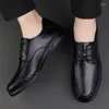 Casual Shoes 2024 Leather Men Lace Up For Mens Black Gray Walking Man Comfortable Male Footwear