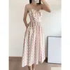 Basic Casual Jurken Europees modemerk Beige linnen bloemenprint Slip Midi-jurk Drop-levering Kleding Dameskleding Dhfn9