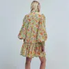 Kvinnors miniklänning 2023 Spring New Print Dress Bohemian Vintage Elegant and Unique Casual Lantern Sleeves Non for Women Dress