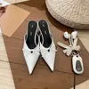 Luxury High Quality Designer High Heels Leather Women Sandals Dress Shoes Fashion Pointy Bow Buckle Heels Show Party Wedding Shoes Flat Styles Slippers