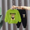 Crianças moletom urso conjuntos meninos meninas roupas de bebê moda crianças roupas esportivas ternos roupas 2 pçs algodão criança calças 240323