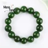 Kedja naturlig Hetian Jade Jasper Elastic Armband Charmig lyx och utsökta smycken Par Personligt pärlstranden för Hems Holiday Gift Q240401