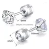 Boucles d'oreilles pendantes pendantes 1 paire de clous de 3 à 6 mm hypoallergéniques doubles rondes en acier inoxydable avec zircone cubique pour filles de haute qualité D Dhp3O