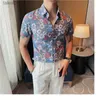 Men's Plus Tees Polos Contrasting Colors Print Short-sleeved Shirts 2023 Summer Slim Social Dress Shirt Club Mens Floral Streetwear Size 5XL-M yq240401