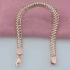 Łańcuch biżuterii FJ 7 mm 19cm kobiet 585 Rose Gold Medium Białe Łańcuch łańcucha bransoletki Q240401