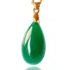 Collane vera Colore in oro 18k Oro Naturale Green Giada Collana a sospensione per donne Bir di