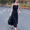 Small robe noire de style français Sous-gardée Femme 2024 Printemps / été Nouvelle mousseline longue jupe