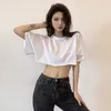 女性用Tシャツソリッドカラー汎用性のあるルーズスリミングネイベルトップトップショートスリーブTシャツ甘いスパイシーな女の子カジュアルインスタグラムのトレンド