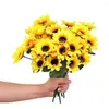 Dekorative Blumen, 7 Köpfe, Sonnenblume, Sunchrysantheme, Simulationsbündel, Hochzeit, Heimdekoration