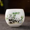 Ensembles de thé 2 pièces/ensemble tasses à thé en porcelaine blanche motif Panda Jade Kungfu tasse à thé maître tasse cuisine