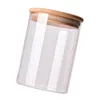 Förvaringsflaskor förseglade glasburk med bambu trälockkornbehållare matbehållare för lös te kaffeböna (950 ml)