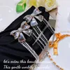 Foydjew Luxury Long Tassel Rhinestone Zircon Drop Earrings For Women Exquisite Bow Crystal Dangle Earring Party Jewelry Gifts 240401