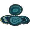 Bandejas de té A50i 8pcs Agate Slice Bandeja de té Blue Diseño decorativo de piedra Bordedes de oro Decoración del hogar Gemstone