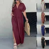 Robes décontractées Dames V-Col Maxi Robe Chic Été confortable avec manches chauve-souris Poches de taille élastiques pour les occasions de streetwear