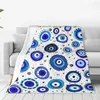 Couvertures Evil Eye Couverture en peluche Amulette grecque Nazar Lucky Funny Throw pour la maison 150 125cm Quilt