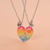 Ожерелья с подвесками Lovecryst 2 шт./компл., мультяшное капающее масло, пыль, ожерелье в форме бабочки в форме сердца, магнитное для детей, девочек, модная дружба