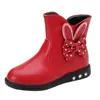 Botas Criança Inverno Crianças Sapatos Bebê Princesa Borboleta Nó Moda Couro Meisjes Schoenen # Y2