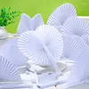 Decoratieve beeldjes 50 stuks ronde opvouwbare ventilatoren met plastic handvat papier handheld gevouwen bruiloft voor verjaardagsfeestje gunst