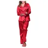 Pyjamas sexy Nouveaux ensembles de pyjamas en satin de soie élégants Mode Casual Femmes Lady Satin Pyjamas Ensemble Pyjama Vêtements de nuit Vêtements de nuit Loungewear Homewear 240330