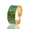 New Fashion and Popular Handicrafts Chinese Style Flower Ring Dropped Oil Blue and White Porcelain Womens Ring Tail Ring