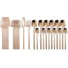 Flatware Sets 24pc Dinnerware Cutlery Set Tableware Gold Stainless Steel Spoon Fork Kitchen And