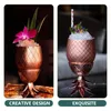 Wegwerpbekers Rietjes 2 sets Rood glas Ananas Sippy Cup Roestvrij staal Hawaiiaans feestblad