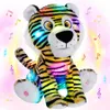 32cm brinquedos de pelúcia tigre boneca enchido música animal led light up bonito macio tigre travesseiro para meninas decorações presente aniversário peluches 240325
