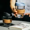 コルクシース付きマグカップポータブルカップ熱耐性ガラス水ミニマリストオフィスコーヒー