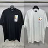 Edición correcta Paris B Home 2023 Primavera/Verano Nuevo Refrigerador Medidor de energía Etiqueta ambiental Camiseta holgada informal de manga corta