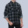 Chemises décontractées pour hommes Homme Flanelle à carreaux et chemisiers à manches longues à poitrine à manches longues à deux poches Design Tops Chemise pour hommes Vêtements