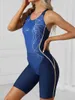 Maillots de bain pour femmes 2024 Course professionnelle Triathlon Costume Bleu Slim One Piece Maillot de bain Femme Sports Femmes Baignade Natation Natation