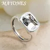 Cluster Rings Real S925 Sterling Silver Mother-Of-Pearl Rose Adjustable Women's Ring Personality Trendy Fine Jewelry Birthday Gift