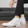 Kleidschuhe Mode Spitze Zehe Casual Leder Männer Weiß Business Herren Derby High-Top Schnürung Männlich Formal Große Größe 39-46