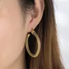 Boucles d'oreilles créoles en forme de grille ovale, bijoux en acier inoxydable, couleur et or, vente en gros