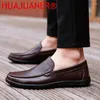 Casual Shoes Breattable Summer Business Loafers Män Bekväm designer äkta läderlägenheter Herrmjuka slip på loafer