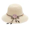 Cappelli a tesa larga Estate Ragazze Panno solare Fiore Cappello di paglia Protezione esterna Signore Cappelli Panama per la spiaggia 2024
